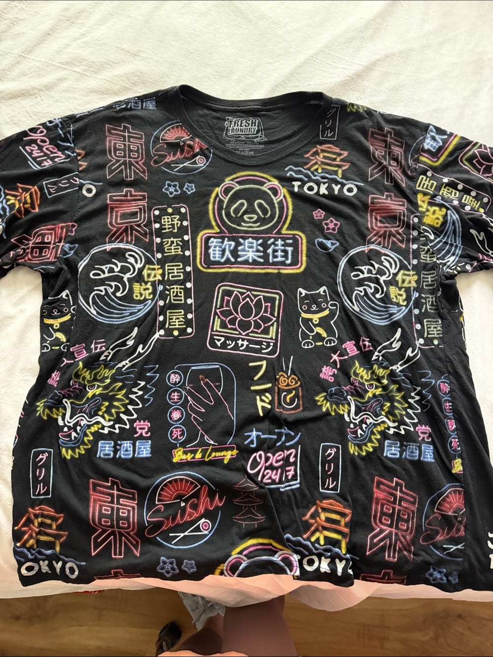 Fresh Laundry Black Neon Tokyo Graphic T-Shirt - Men's